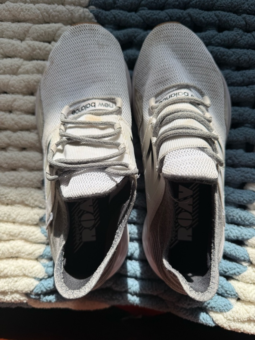 New Balance Gray and White Mesh Running Shoes
